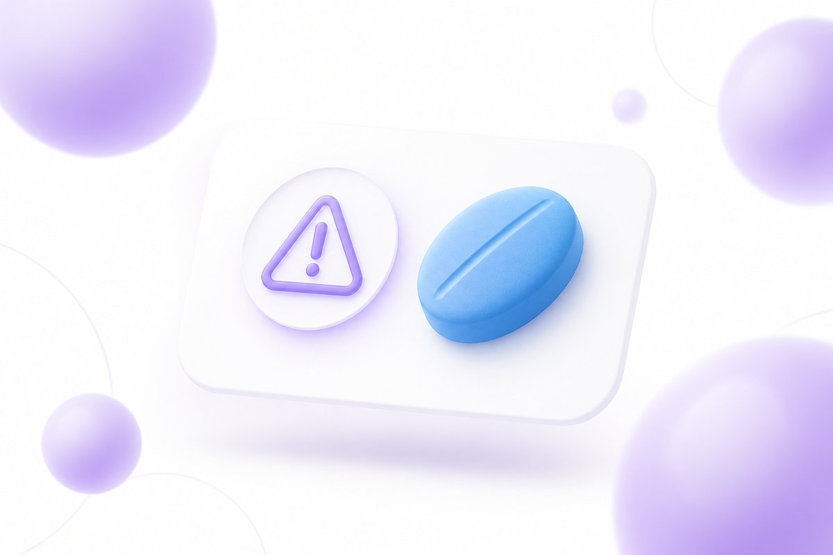 Sexual-AE caution beside a Propecia 1 mg tablet